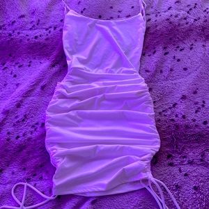 Baby Got Back Ruched Mini Dress - Off White